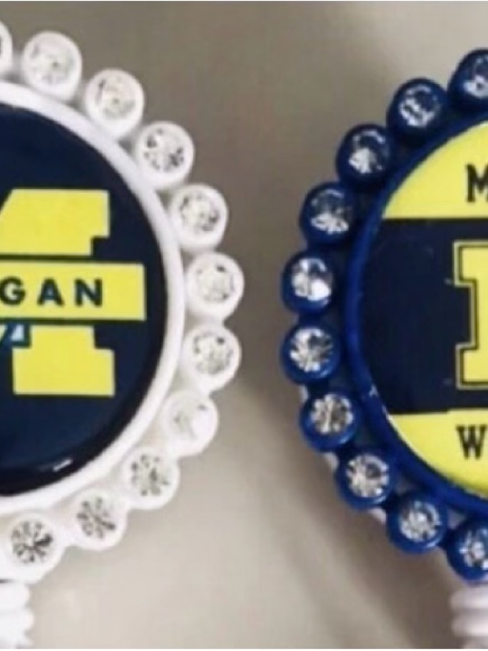 2 University of Michigan Wolverines Crystal Football Fan Nurse ID Badge Reels